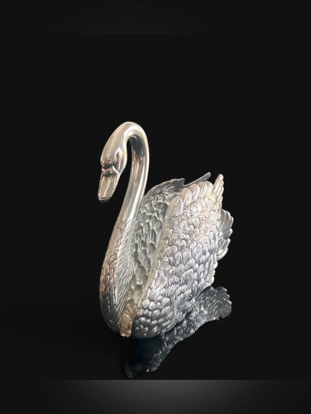 Vintage Godinger silver plate swan napkin/letter holder made in Italy
